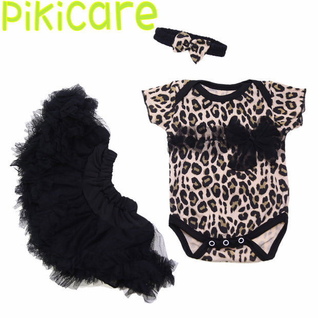 Black Leopard Print Top Bubble Skirt and Leopard Print Scarf