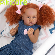 Boneca bebê reborn realista de 23" preto corpo macio presente realista