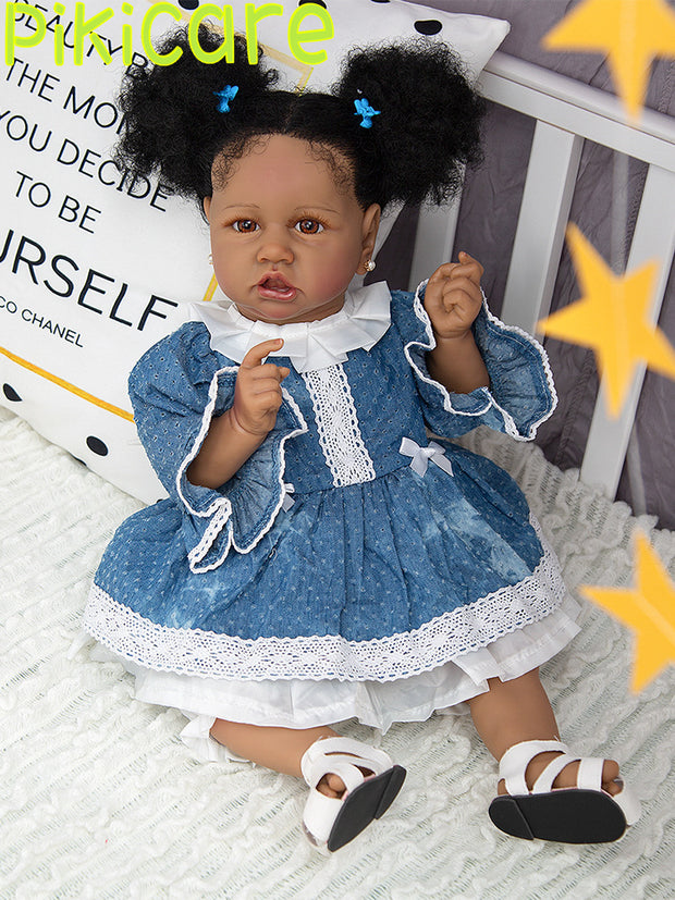 23" Reborn Baby Dolls African American Barbie Realistic Lovely