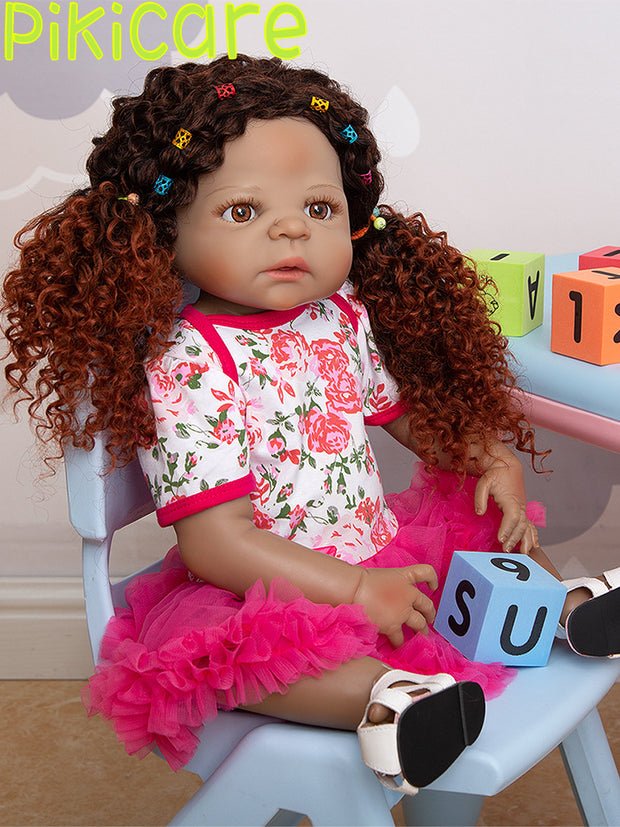 23" Reborn Baby Barbie Dolls African American For Birthday Gift