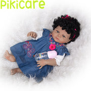 23" Black Reborn Baby Dolls Barbie Joying with Doll Accessories