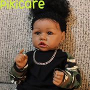 23" Reborn Baby Barbie Dolls African American for Birthday Gifts