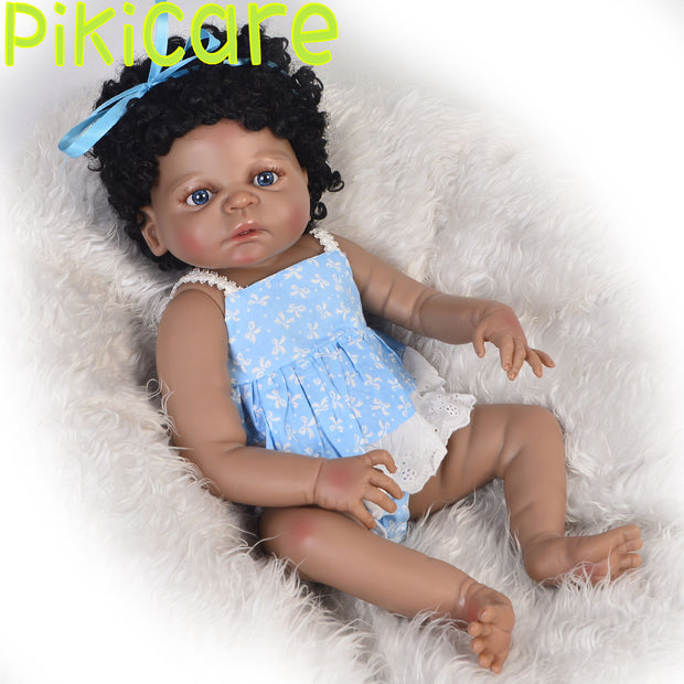 23" Reborn Baby Dolls Barbie Blue Newborn Girl in Carrier Cloth