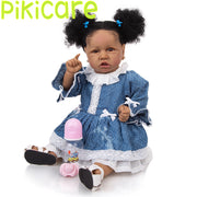 23" Reborn Baby Dolls African American Barbie Realistic Lovely