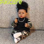 23" Reborn Baby Barbie Dolls African American for Birthday Gifts